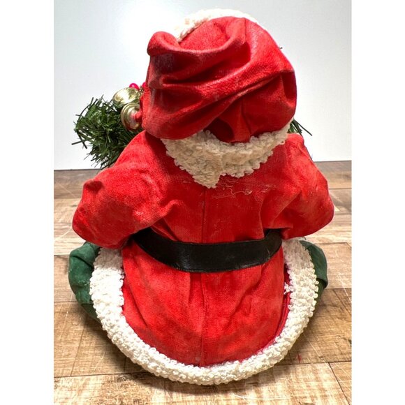 Vintage Fabric Mache Classic Santa Claus Sitting Toy Bag St Nick Detailed Art - Picture 5 of 9